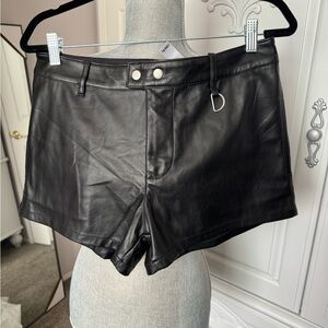 ASOS Black High Waist Leather Shorts